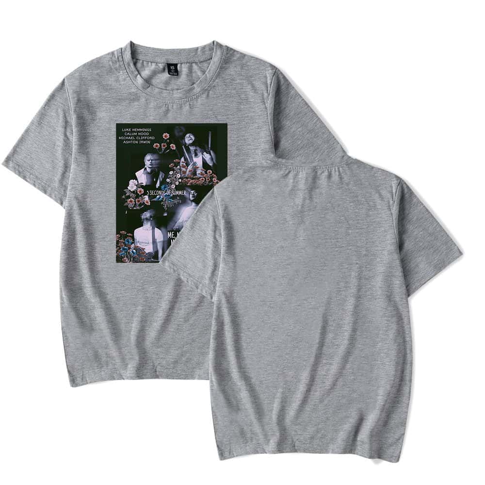 LUKE HEMMINGS 3 SECONDS OF SUMMER BAND TOUR T-SHIRT, unisex, casual wear, graphic print, concert merchandise, lightweight cotton, gray color, vintage design, music fan apparel.