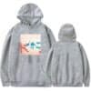 Soft gray hoodie with a colorful abstract dance graphic on the front, featuring a cozy kangaroo pocket and adjustable drawstrings. Perfect streetwear or casual merch for dance lovers.
