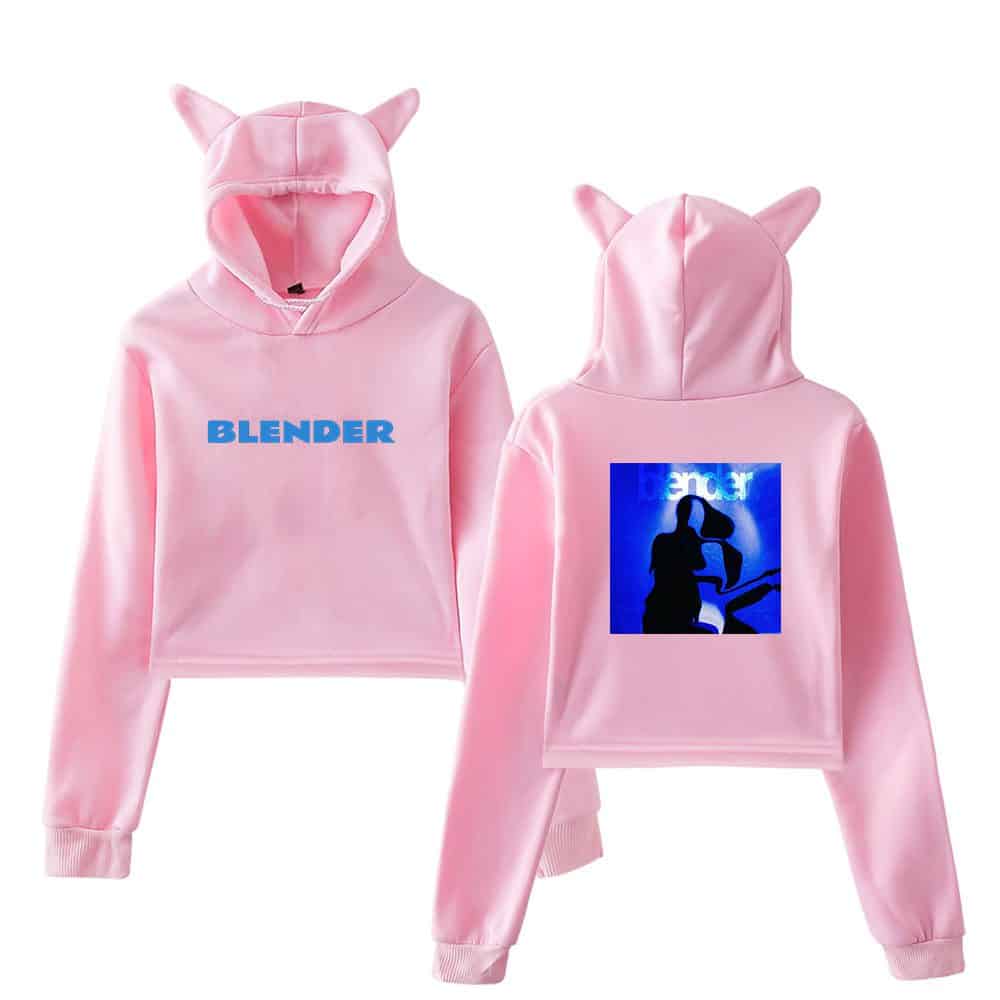 Blender pink hoodie with cat ears and graphic print, soft and trendy casual wear for fans of the brand blender hoodie pink hoodie with cat ears and graphic print, soft and trendy casual wear for fans of the brand.
