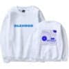 Blender white sweatshirt with bold blue text and floral graphic designs for casualwear and street fashion merchandise.